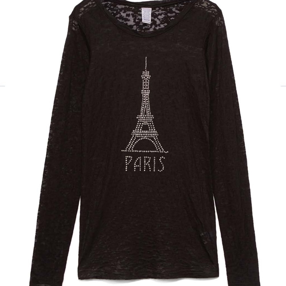 Long Sleeve T shirt - Rhinestone Paris